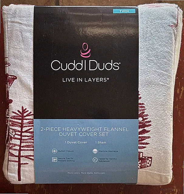 2-pc TWIN Cuddl Duds Heavyweight Flannel Duvet Cover Set ICONIC HOLIDAY Snowman