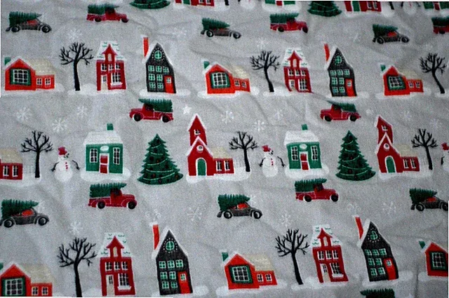 BEE & WILLOW FLANNEL PILLOWCASE SET 2 CHRISTMAS GRAY GREEN RED SNOWMEN TREES STD