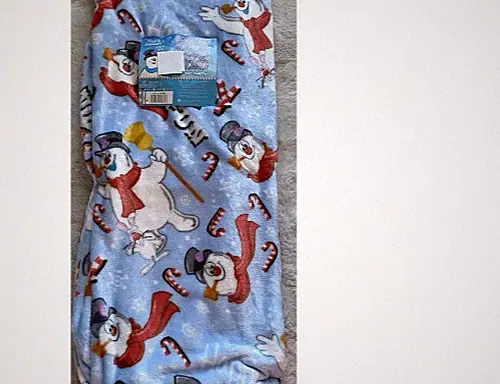 brand new frosty the snowman Christmas blanket '' .