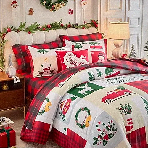 Christmas Bed in a Bag Comforter Set Holiday Style - CAking-7pieces Snowman-car