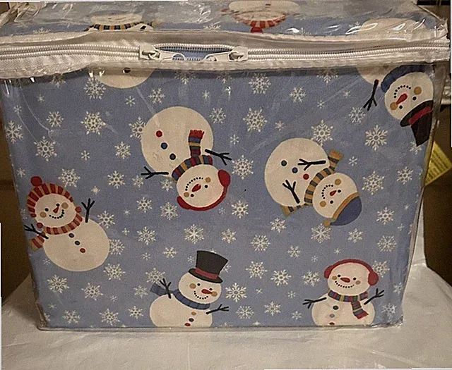 Christmas Snowman Bed Tite Queen Sheet Set Fitted , FLAT & 2 PILLOW CASES NEW