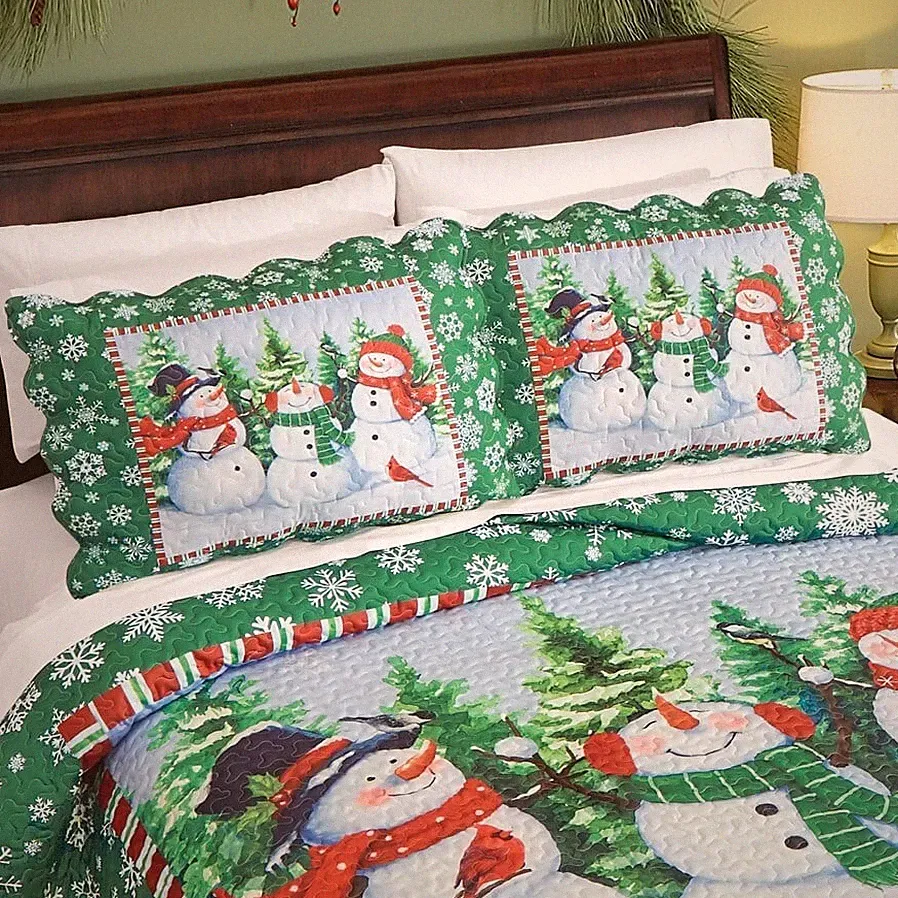 Festive Winter Snowman Scene Pillow Shams - Set of 2(SHAMS ONLY)!!!!!!!!