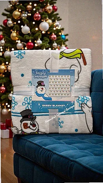 Frosty The Snowman Classic Cartoon 90x90 Queen Plush Christmas Throw Blanket New