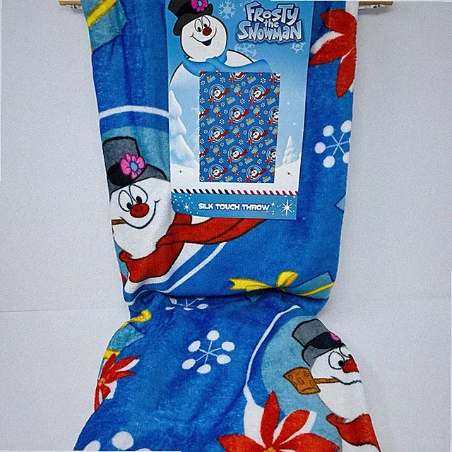 Frosty The Snowman Throw Blanket 50”x70” Christmas Gifts Snowflakes Snow Blue