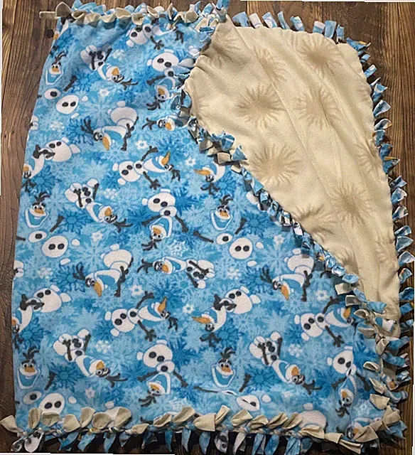 Frozen Snowman Fleece Thick Tie Throw Blanket