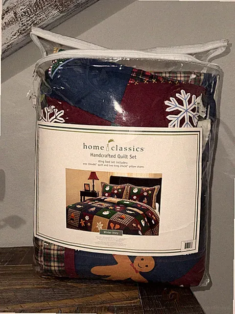 Home Classics King Size Winter Story Quilt & Shams Christmas Snowman Holiday