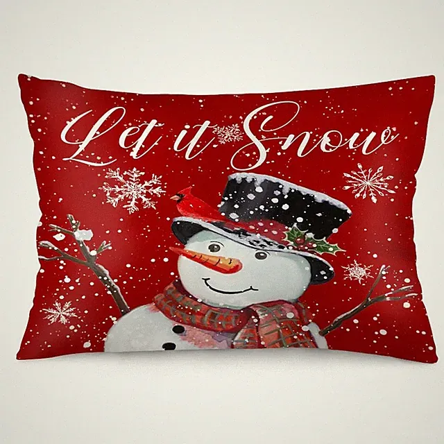 Let it Snow Snowman Christmas Large Pillowcases 20x40 Inch Double Sided Red C...