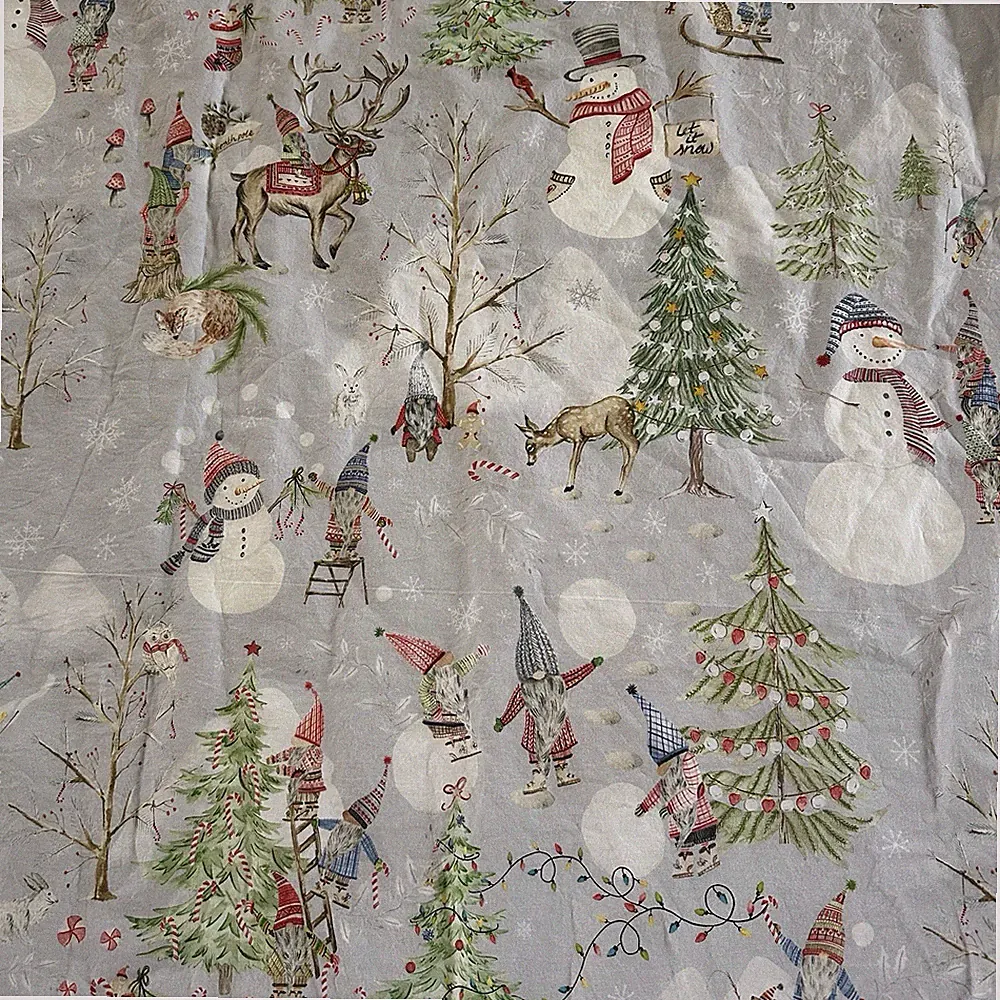 Pottery Barn SNOW DAY GNOME QUEEN / Full Duvet Cover CHRISTMAS SNOWMAN