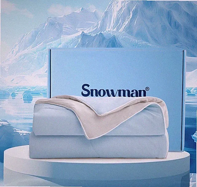 Snowman-Cool Touch Cooling Comforter King Sz - 106”x90” - Blue/Gray - NEW!
