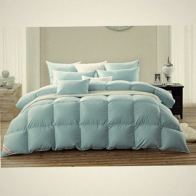 SNOWMAN Heavyweight Winter White/Blue Goose Down Comforter 100%Cotton Shell